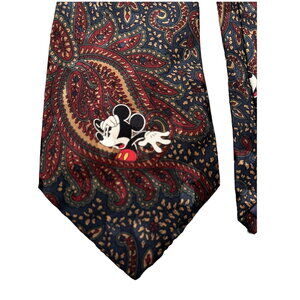 Mickey Mouse Men's Necktie Vintage Silk Paisley Disney Store  Handmade